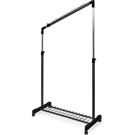 Portant à vêtements inclinable sous escalier – Métal époxy noir – Dimensions 91,5 x 42 x H.102/170 cm – Roulettes multidirectionnelles – Compactor (1/5)