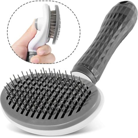 Brosse de toilettage universelle pour chat - Pour poils longs - Nettoyage automatique - Gris (1/5)