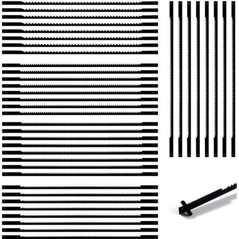 40 Pièces Lames de Scie à Chantourner, 10/15/18/20/24 dents Accessoires de Scie a Chantourner Acier, Lames de Scie en Acier Carbone pour Bois, Plastique, Mousse, Métaux mous (1/4)