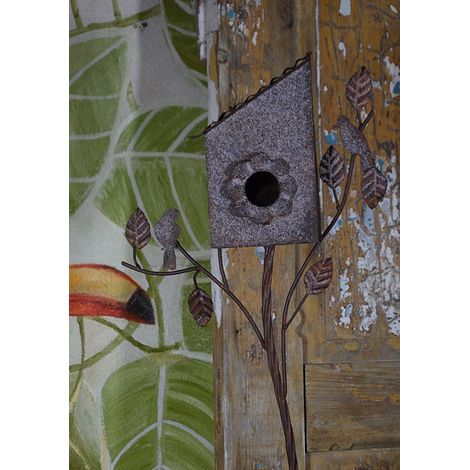 Nichoir pour oiseaux, mangeoire métallique de jardin (1/3)