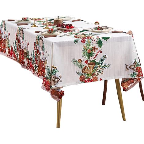 Nappe De Table De Noël 140 Cm X 140 Cm Nappe Carrée pour Les Fêtes Housse De Table De Salle À Manger Pour Fête À La Maison Hiver Rassemblement Familial Événement Festif (1/5)