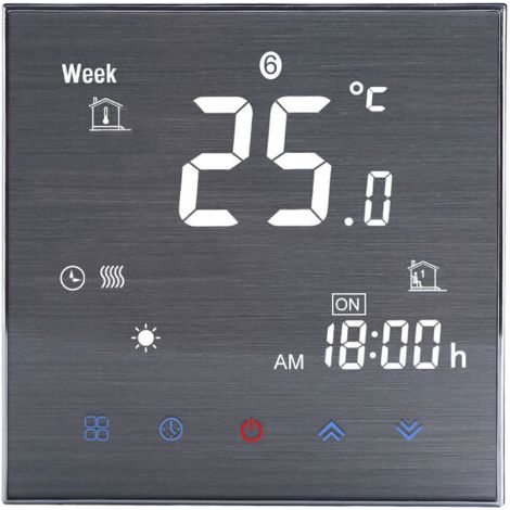 QORVA- Thermostat de chaudière à eau/gaz BTH-2000L-GC, régulateur de température numérique, grand écran LCD, bouton tactile, 5A AC 95-240V