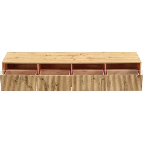 Meuble TV en MDF couleur bois 178 cm avec 4 tiroirs et gestion des câbles (1/5)