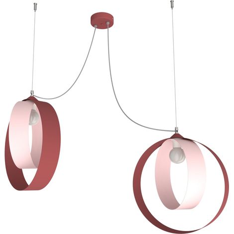 LUMICOM  SHELL Sospensione, 2X E27, max 42W, metallo, rosso cowhide rosa, D.40 (1/3)