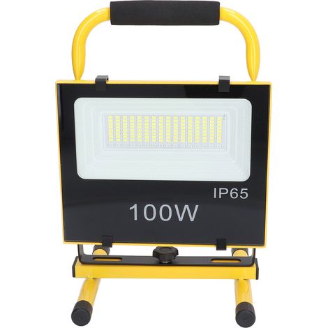 Projecteur LED 100W 9000L 6500K, Lampe de Chantier Rechargeable, Torche de Secours Portable avec Stroboscope Rouge et Bleu, Étanche, avec Batterie Intégrée, AC100-240V, Modèle GY-KFL-B-100W, Norme Eur (1/5)
