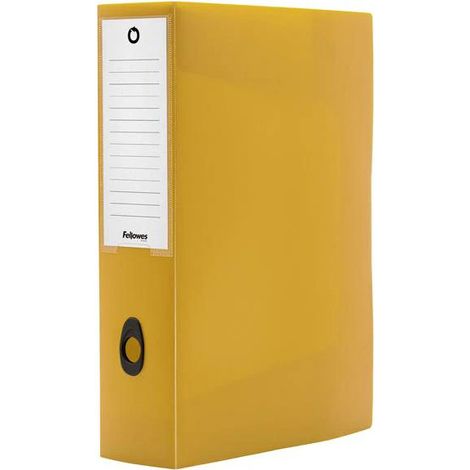 Caja de archivo Fellowes Holos con lomo de 8 cm en polipropileno reciclado amarillo formato A4