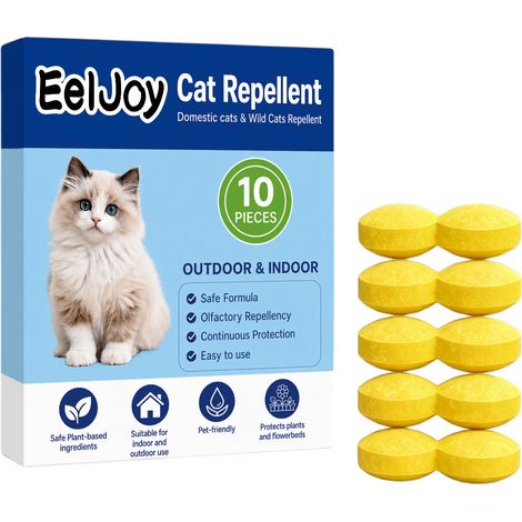 Comprimés répulsifs pour chats EELJOY, formule à base de plantes, usage domestique, empêche les griffures et les fouilles dans la terre, produit répulsif pratique, 10 comprimés répulsifs pour chats, 3 (1/5)