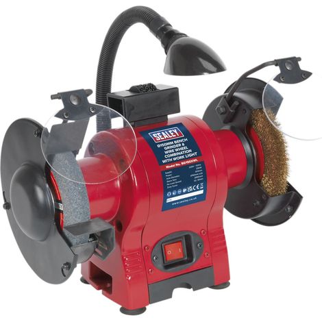 Sealey 150mm Bench Grinder & Wire Wheel Combination with Worklight 250W/230V BG150XWL