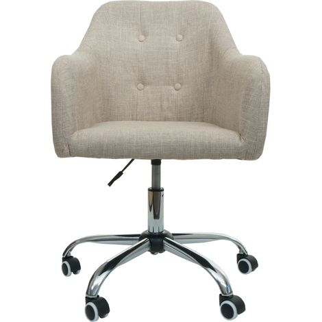 Poltrona sedia ufficio regolabile computer scrivania HHG-123 girevole braccioli, tessuto beige