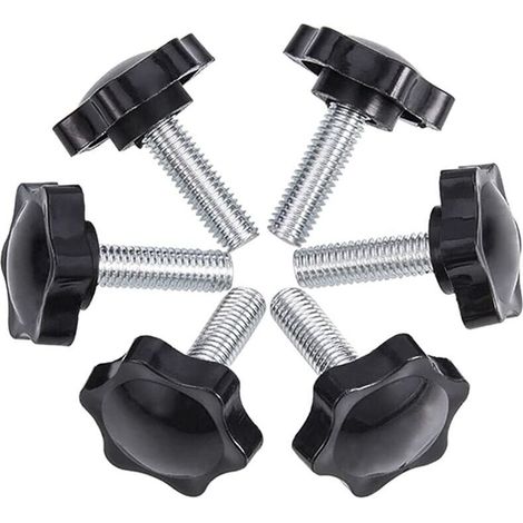 SABIR 6-Pack M8x25mm Vis de pouce, étoile en plastique moletées Bouton de serrage à vis Thumbscrew (1/4)