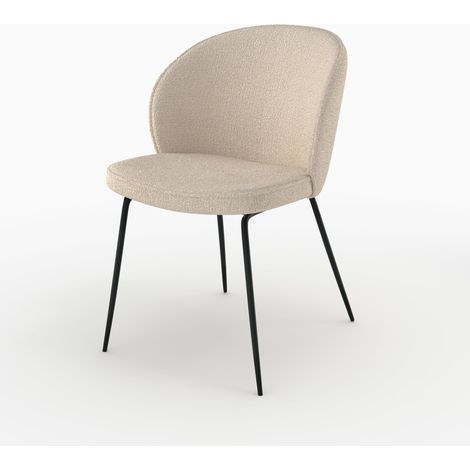 Silla de tela boucle beige y patas de metal - Groom (1/4)