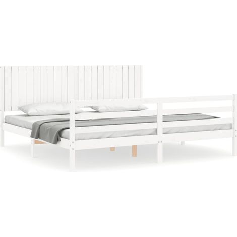 Maison Exclusive - Cadre de lit sans matelas blanc 200x200 cm bois massif (1/5)
