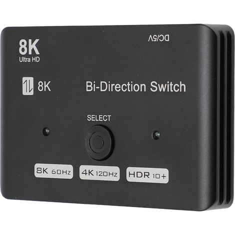 Commutateur bidirectionnel HD 1 entrée 2 sorties / 2 entrées 1 sortie 8K 60 Hz / 4K 120 Hz 48 Gbit/s en alliage d'aluminium pour Fire Stick, lecteur DVD et TV (1/5)