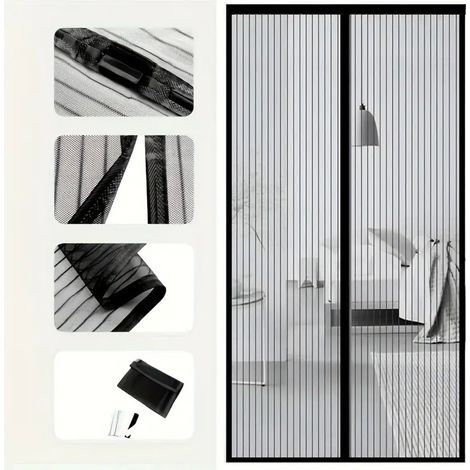 Moustiquaire magnétique pour balcon, terrasse et porte de cave, installation facile grâce à son adhésif facile à utiliser,120x250cm (1/5)