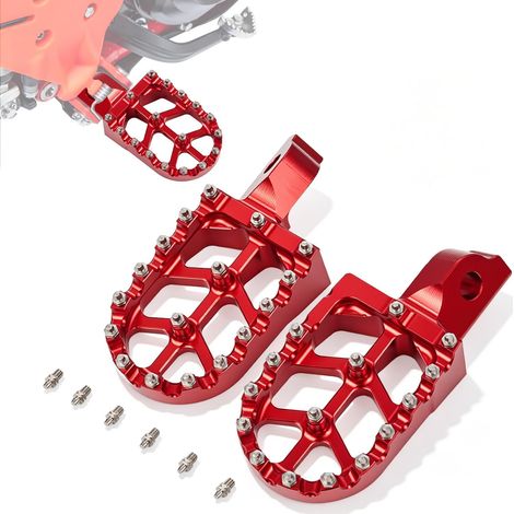 Repose Pieds Moto, Cale Pied Moto Cross Aluminium CNC pour 50 RR Rouge (1/5)