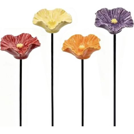 Vogelbad aus Keramik, Mini-Blumen-Gartenstecker (2026), Bienentränke, Insektentränke für den Garten, Bienenblüten-Keramiktränke, Futterschale in Blumenform für Wildvögel, frostbeständig, Garten, Hinte (1/5)
