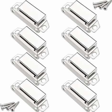 Magnetverschlüsse, 10 kg magnetischer Türverschluss und 32 Schrauben, Edelstahl 304, Magnetverschlüsse zum Schließen von Möbel-/Schrank-/Küchenschranktüren (8er-Packung),