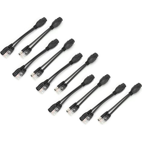 Adaptateur répartiteur/injecteur PoE Ethernet 5 paires DC12V étanche pour caméra IP, noir (1/5)