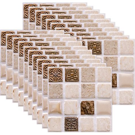 Carreaux Mosaïque Autocollants - PVC Imperméable - Pour Crédence Cuisine Salle De Bain - Repositionnables Faciles À Poser - 40 Pièces 10 x 10 cm (1/5)