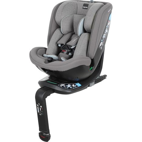 Inglesina Halley Pro, Grey, Seggiolino Auto Rotante 360° ISOFIX, da 0 a 12 Anni (40-150 cm), Reclinabile e Traspirante, Omologato ECE R129/03