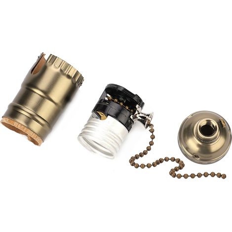 Douille Vintage E27 en Aluminium Bronze avec Chaîne de Commande pour Lampe de Bureau - Modèle M10, Puissance 250W (1/5)