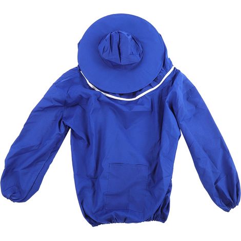 Veste de protection apicole bleue avec voile intégré, respirante pour extérieur, tenue d'apiculteur, accessoire de ruche. (1/5)