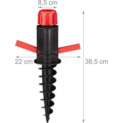Pied de parasol en plastique – Douille de sol pour mâts 19-32 mm – Support à vis pour camping et plage – Léger et compact (1/4)