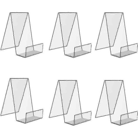Lot de 6 présentoirs à livres en acrylique transparent, robustes et transparents, pour livres, albums et collections. (1/5)