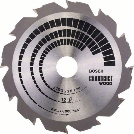 Lama per sega circolare Bosch PRO Construct Wood, 190 x 2,6 x 30 mm, T12
