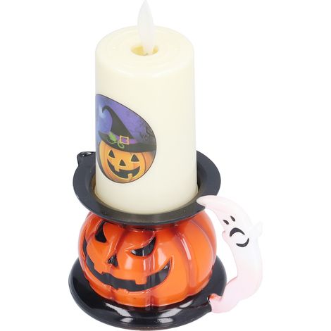 Robuste PVC-Kerzenleuchte, batteriebetrieben, elektrische Halloween-Dekorationskerze für Partys und Bars, Kürbiskopf (1/5)