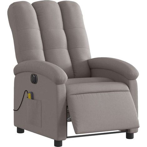 vidaXL Fauteuil de massage inclinable électrique Taupe Tissu