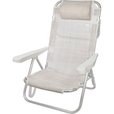 Silla plegable multiposición aluminio beige Aktive (1/5)