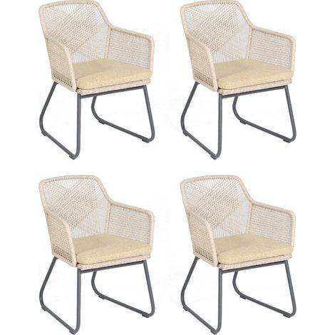 Sonnenpartner Couture 4er Set Gartensessel Gartenstuhl white-shell Alu/Polyrattan (1/2)