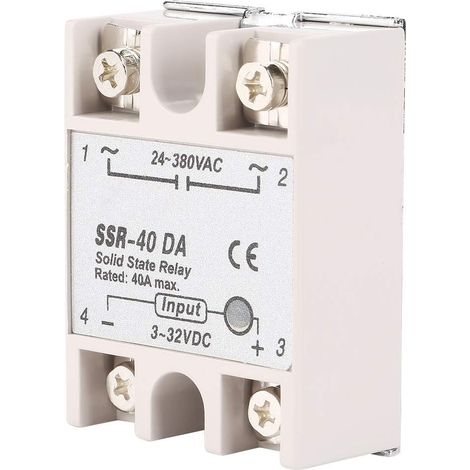 Relais statique monophasé CC-CA SSR-40DA 40 A, tension d'entrée 3-32 V CC, tension de sortie 24-380 V CA (1/5)