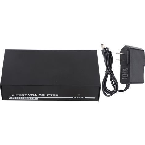Duplicateur d'écran VGA 2 sorties - Distributeur de signal pour double affichage - Alimentation 100‑240V prise US (1/5)