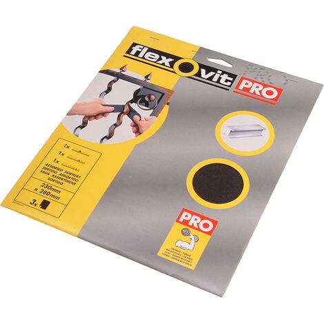 Flexovit 63642526308 Emery Cloth Sanding Sheets 230 x 280mm Coarse 50G 3 Pack