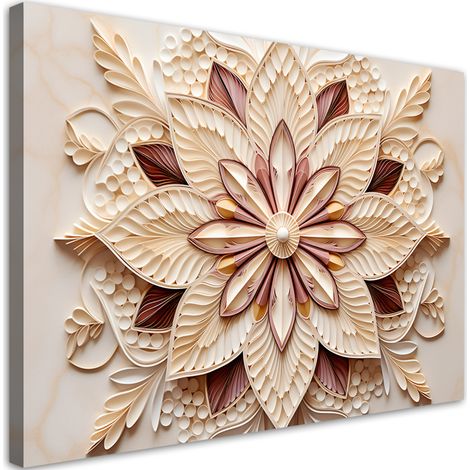 Tableau sur toile AI fleur beige 60x40 (1/5)