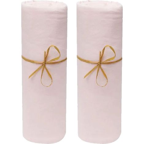 Lot de 2 Draps housse lit bébé 60 x 120 cm / 100% coton / 57 fils/cm² - 1 Rose + 1 Rose - 1 Rose + 1 Rose -