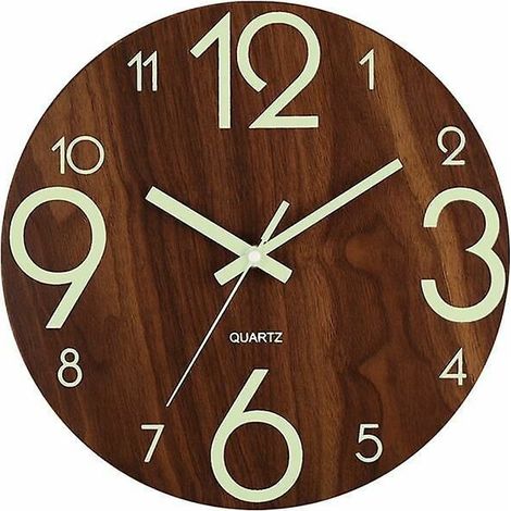 VURAHOME - Bricolage 3d horloge silencieuse lueur sombre horloge suspendue lumineuse numéro lumineux en bois horloges murales horloge murale moderne (1/2)
