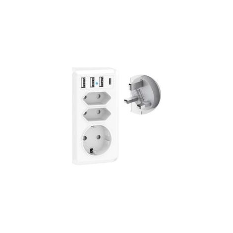 Adaptateur Voyage 7 en 1 avec 3 USB et USB-C Adaptateur France vers UK Prise Anglaise Adaptateur UK Type G pour Irlande Malaisie Angleterre Royaume-Uni Dubai (1/4)