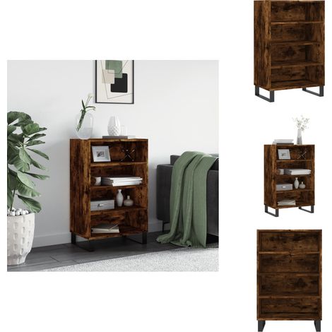 Buffet haut chêne fumé 57x35x90 cm bois d'ingénierie - Buffet Design - Meuble Rangement - Armoire Élégante - Mobilier Salon - Commode Moderne (1/5)