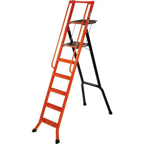 Escalera de aluminio lacada de 140 cm + estante (1/5)