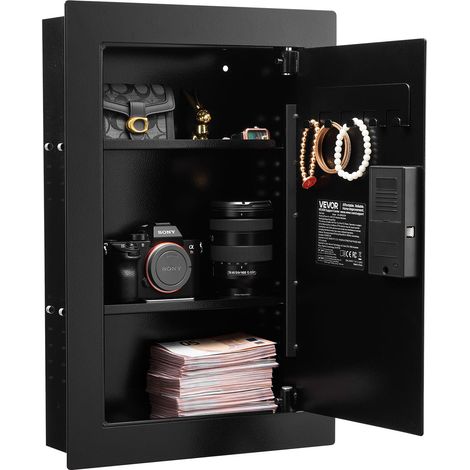 VEVOR Cassaforte Elettronica a Muro da 102 x 381 x 599 mm, Alloggiamento Integrato in Acciaio Laminato a Freddo Q235 con Password, Chiave, Manopola Girevole e Serratura a Impronta Digitale (1/5)