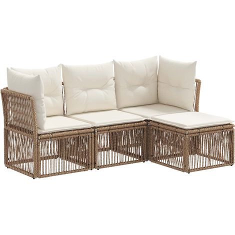 Gartensofa-set 4 pcs Beige Poly-Rattan vidaXL