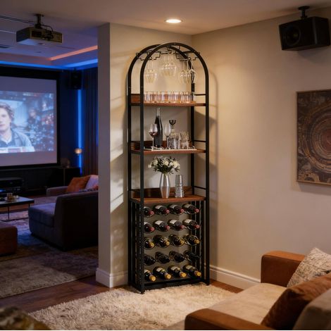 Mueble botellero para 30 botellas MDF y acero OKMYHOME (1/2)