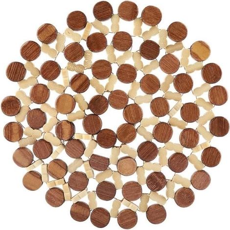 Dessous de plat bois,Tapis de table rond en bambou résistant à la chaleur,pour protéger les plateaux de table et les comptoirs (1/4)