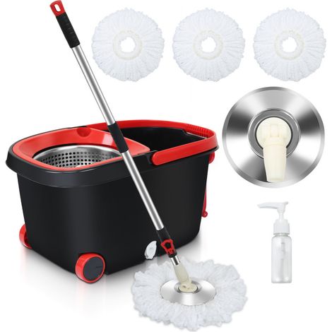 SWANEW Mocio Lavapavimenti rotante a 360° Kit completo per la pulizia dei pavimenti 3 Microfibre (1/5)