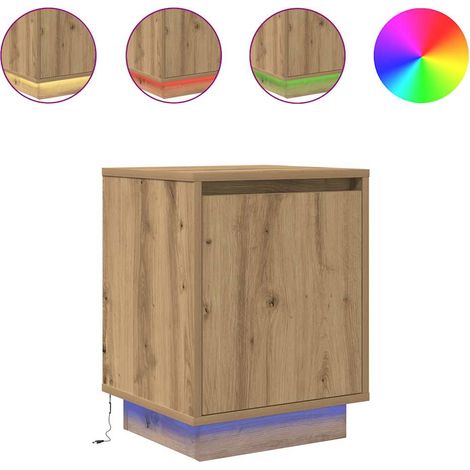 Maison Exclusive - Nachttisch mit LED-Leuchten Artisan-Eiche 38x3