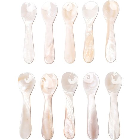 Petites cuillères de service avec manche rond artisanal, apéritif pour œufs, crème glacée, café, sucre, polyvalente, 3,54 pouces, 10 pièces (1/5)