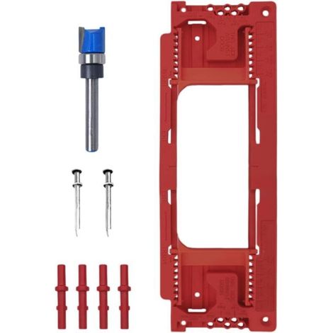 Gabarit de charnière de montant de porte compatible avec 8 tailles de 2-1/2" à 6" et 5 épaisseurs de porte de 1-3/8" à 2-1/2", installation précise et efficace des charnières (rouge) (1/3)